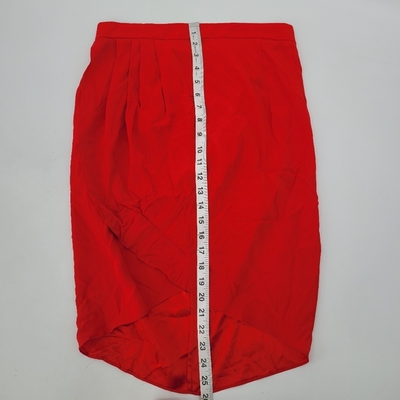 Amanda Uprichard Red 100% silk wrap skirt size Large - Picture 7 of 9